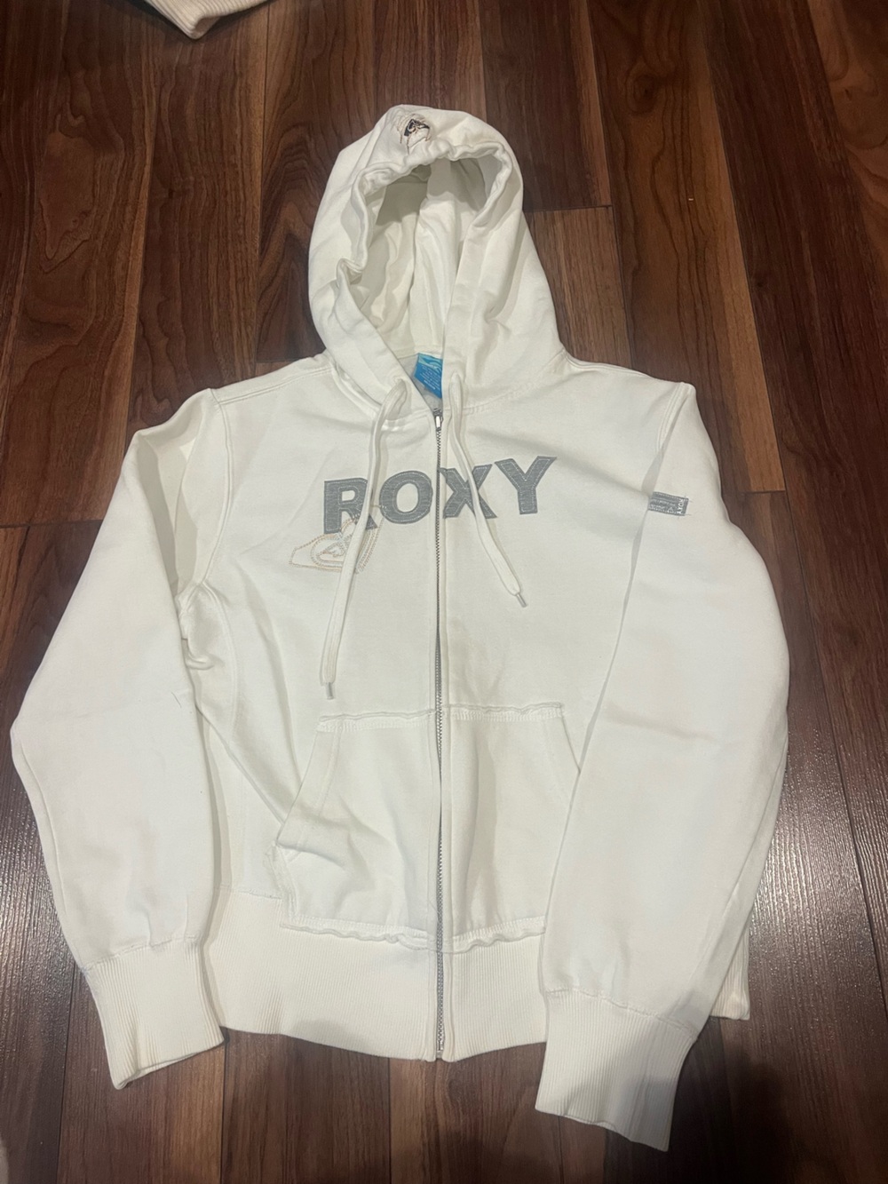 Roxy White Zip-Up Hoodie Jacket Medium